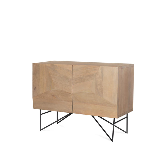 Mercana Darwin Light Brown Wooden 2 Door w/ 2 Shelves Accent Cabinet