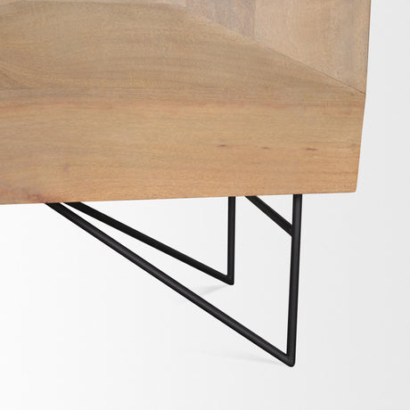 Mercana Darwin Light Brown Wooden 2 Door w/ 2 Shelves Accent Cabinet