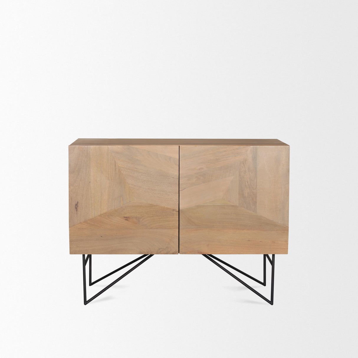 Mercana Darwin Light Brown Wooden 2 Door w/ 2 Shelves Accent Cabinet