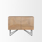 Mercana Darwin Light Brown Wooden 2 Door w/ 2 Shelves Accent Cabinet