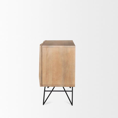 Mercana Darwin Light Brown Wooden 2 Door w/ 2 Shelves Accent Cabinet