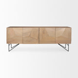 Mercana Darwin Light Brown Wooden 4 Door w/ 2 Shelves Sideboard