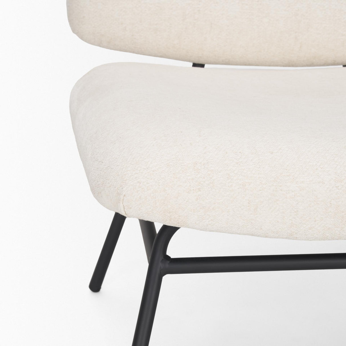 Mercana Nora Cream Fabric w/ Matte Black Metal Legs Accent Chair