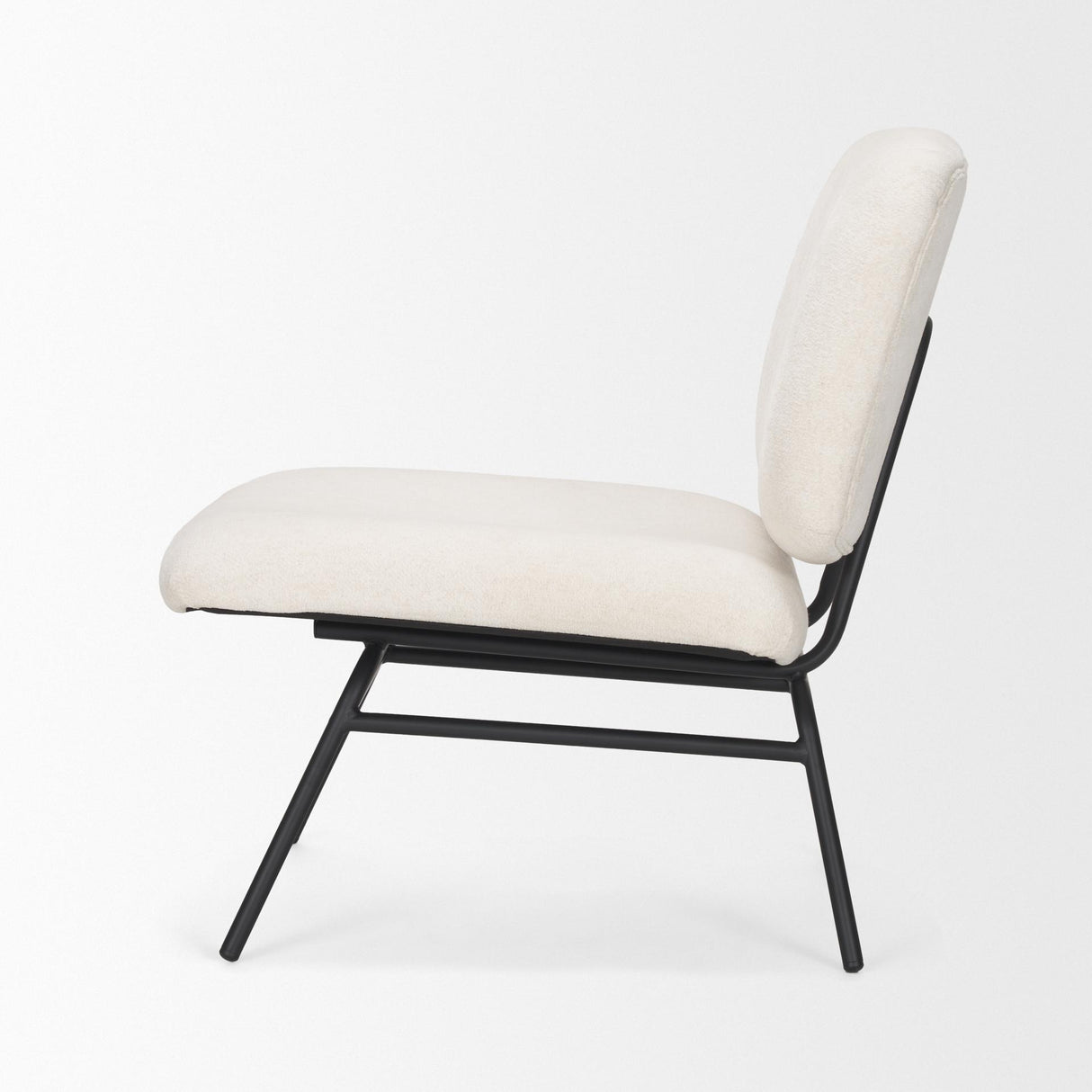Mercana Nora Cream Fabric w/ Matte Black Metal Legs Accent Chair