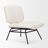 Mercana Nora Cream Fabric w/ Matte Black Metal Legs Accent Chair