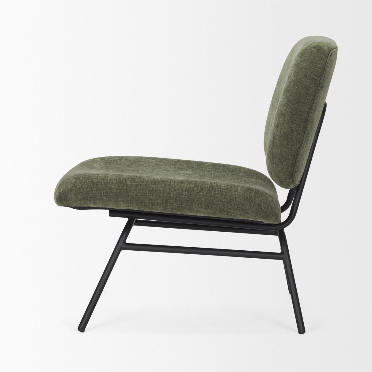 Mercana Nora Forest Green Fabric w/ Matte Black Metal Legs Accent Chair