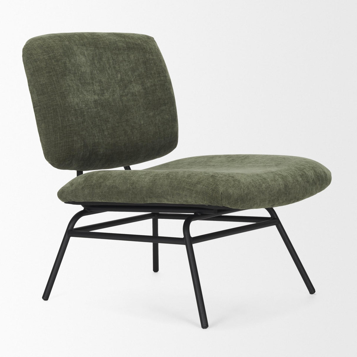 Mercana Nora Forest Green Fabric w/ Matte Black Metal Legs Accent Chair
