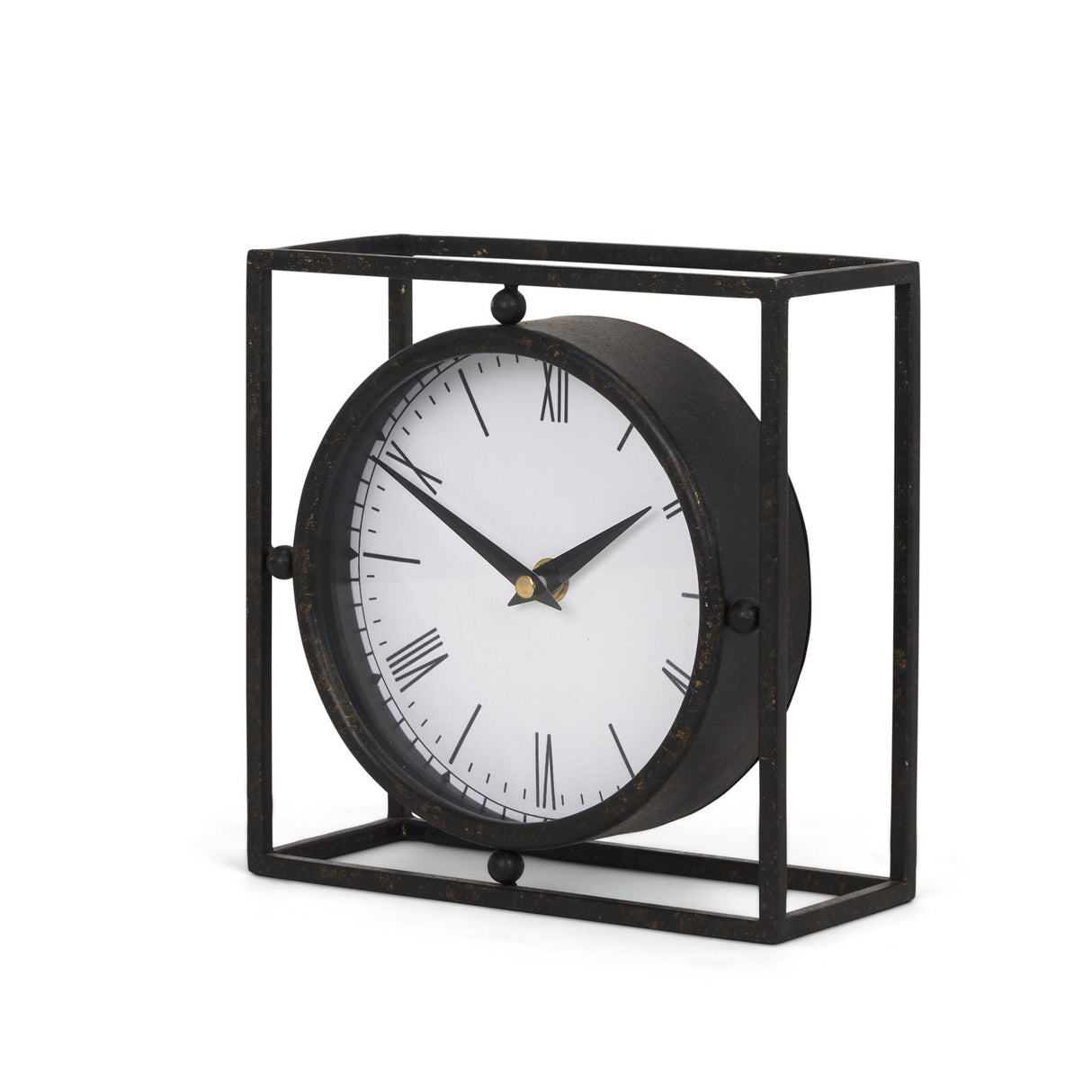 Mercana Raisa Black w/ Gold Antiquing Metal Table Clock
