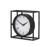Mercana Raisa Black w/ Gold Antiquing Metal Table Clock
