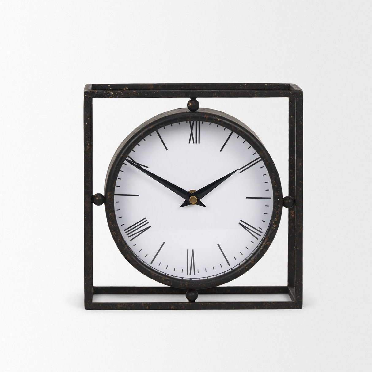 Mercana Raisa Black w/ Gold Antiquing Metal Table Clock