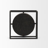Mercana Raisa Black w/ Gold Antiquing Metal Table Clock