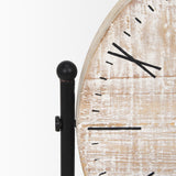 Mercana Raja Matte Black Metal w/ Wood Table Clock