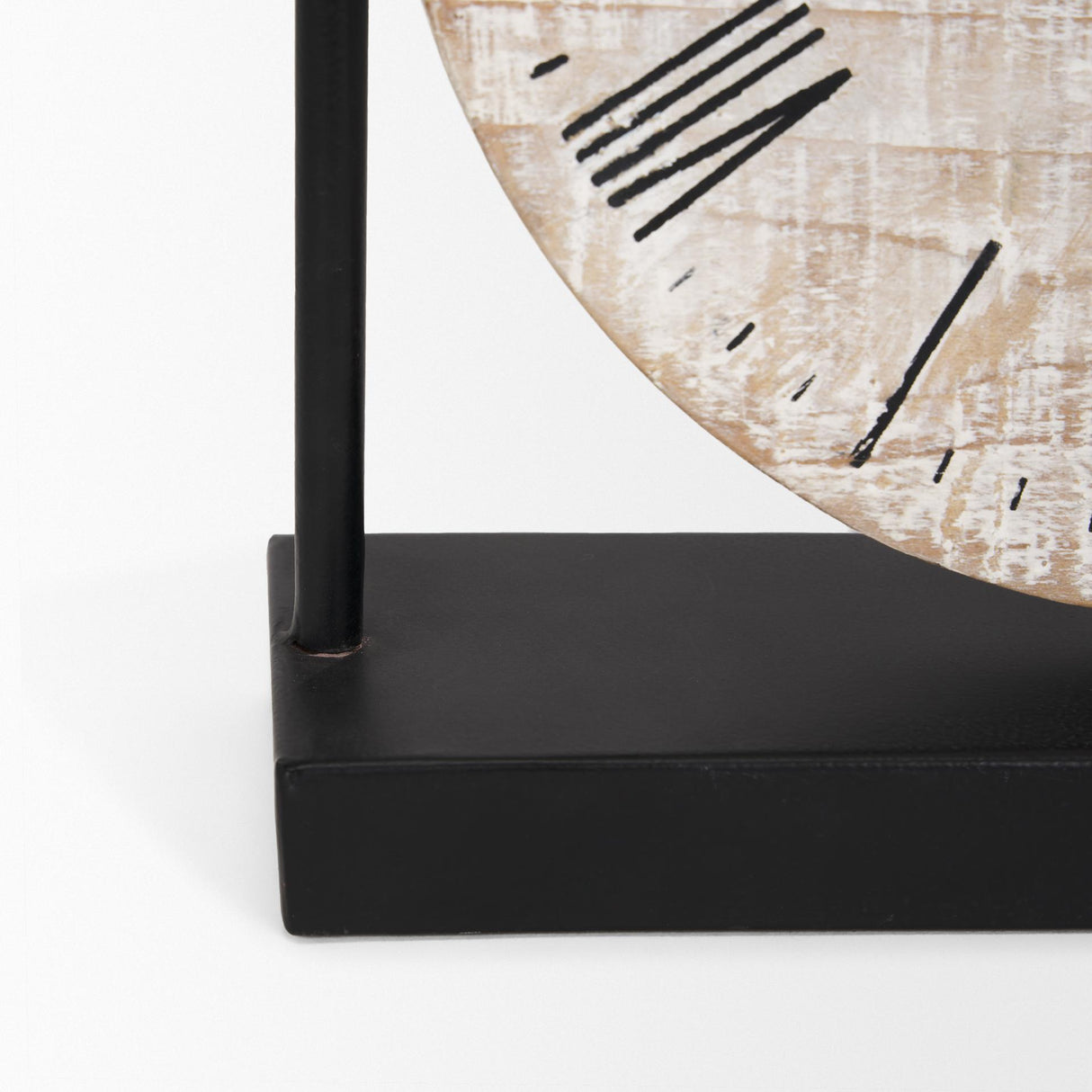 Mercana Raja Matte Black Metal w/ Wood Table Clock