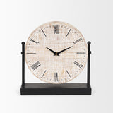 Mercana Raja Matte Black Metal w/ Wood Table Clock