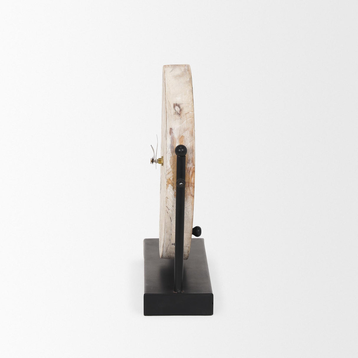 Mercana Raja Matte Black Metal w/ Wood Table Clock