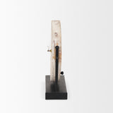 Mercana Raja Matte Black Metal w/ Wood Table Clock