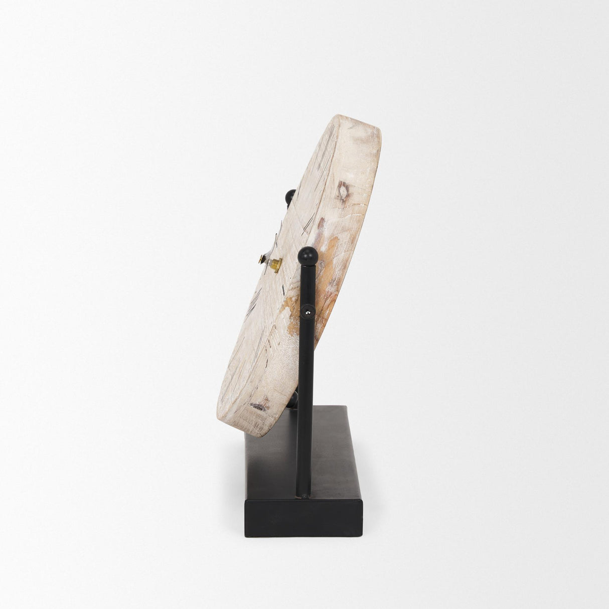 Mercana Raja Matte Black Metal w/ Wood Table Clock