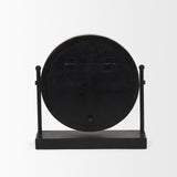 Mercana Raja Matte Black Metal w/ Wood Table Clock