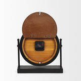 Mercana Raja Matte Black Metal w/ Wood Table Clock