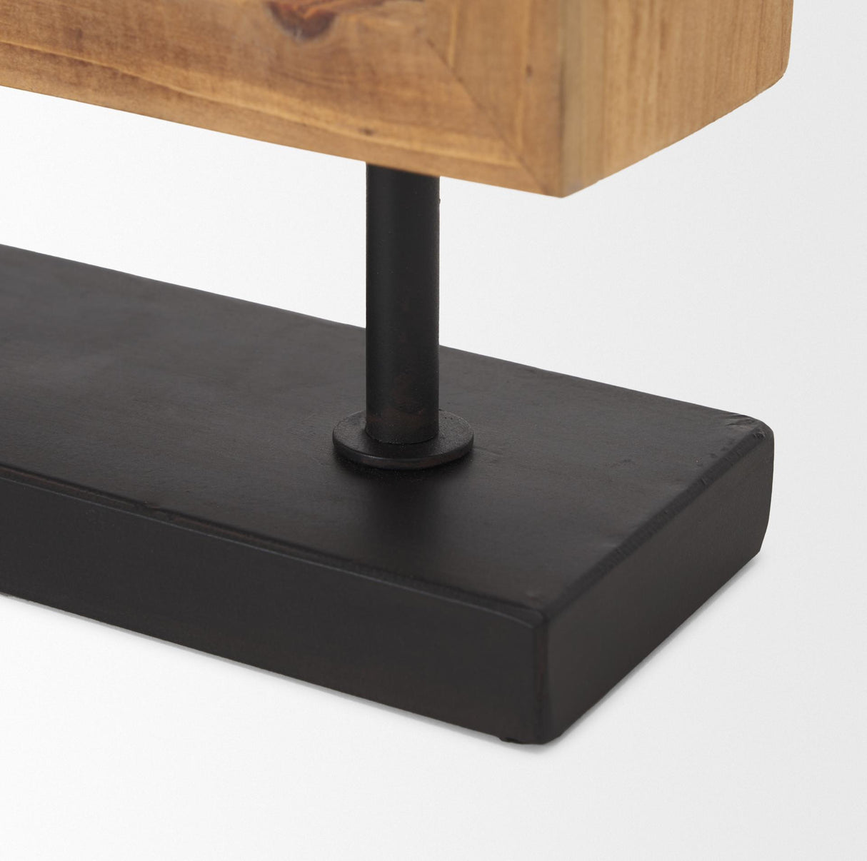 Mercana Renaya Light Brown Wood w/ Matte Black Metal Base Table Clock