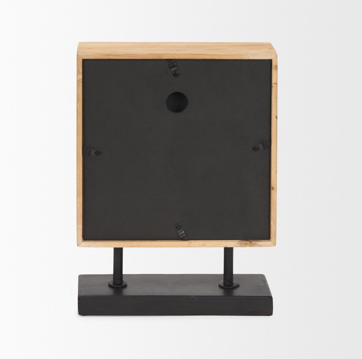 Mercana Renaya Light Brown Wood w/ Matte Black Metal Base Table Clock