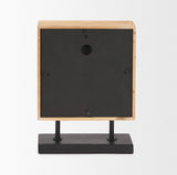 Mercana Renaya Light Brown Wood w/ Matte Black Metal Base Table Clock
