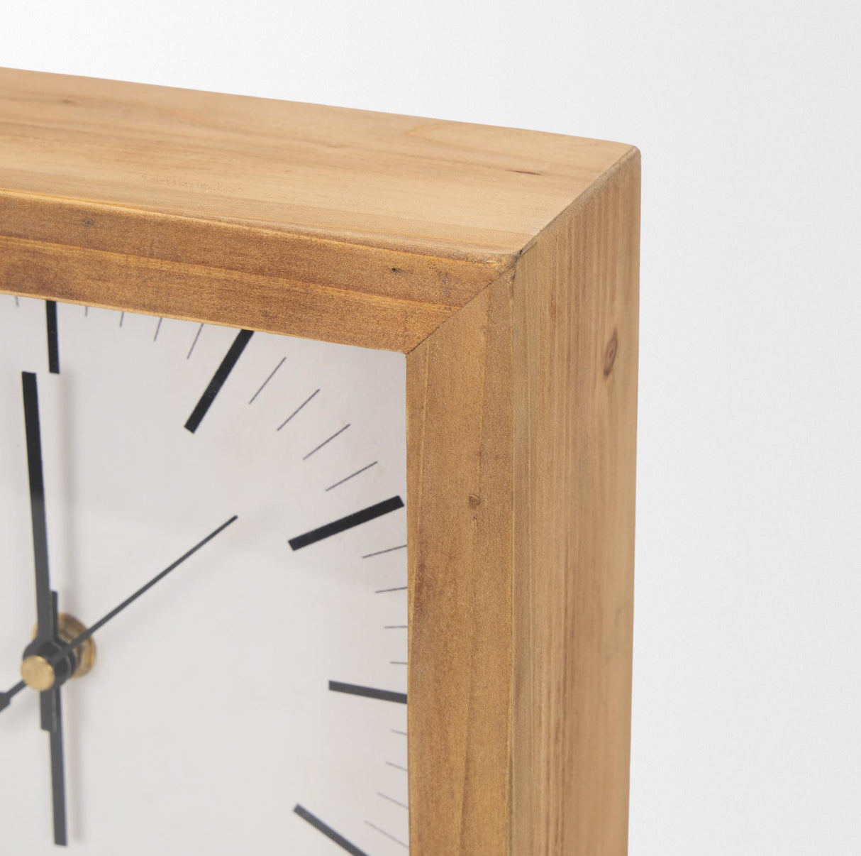 Mercana Renaya Light Brown Wood w/ Matte Black Metal Base Table Clock