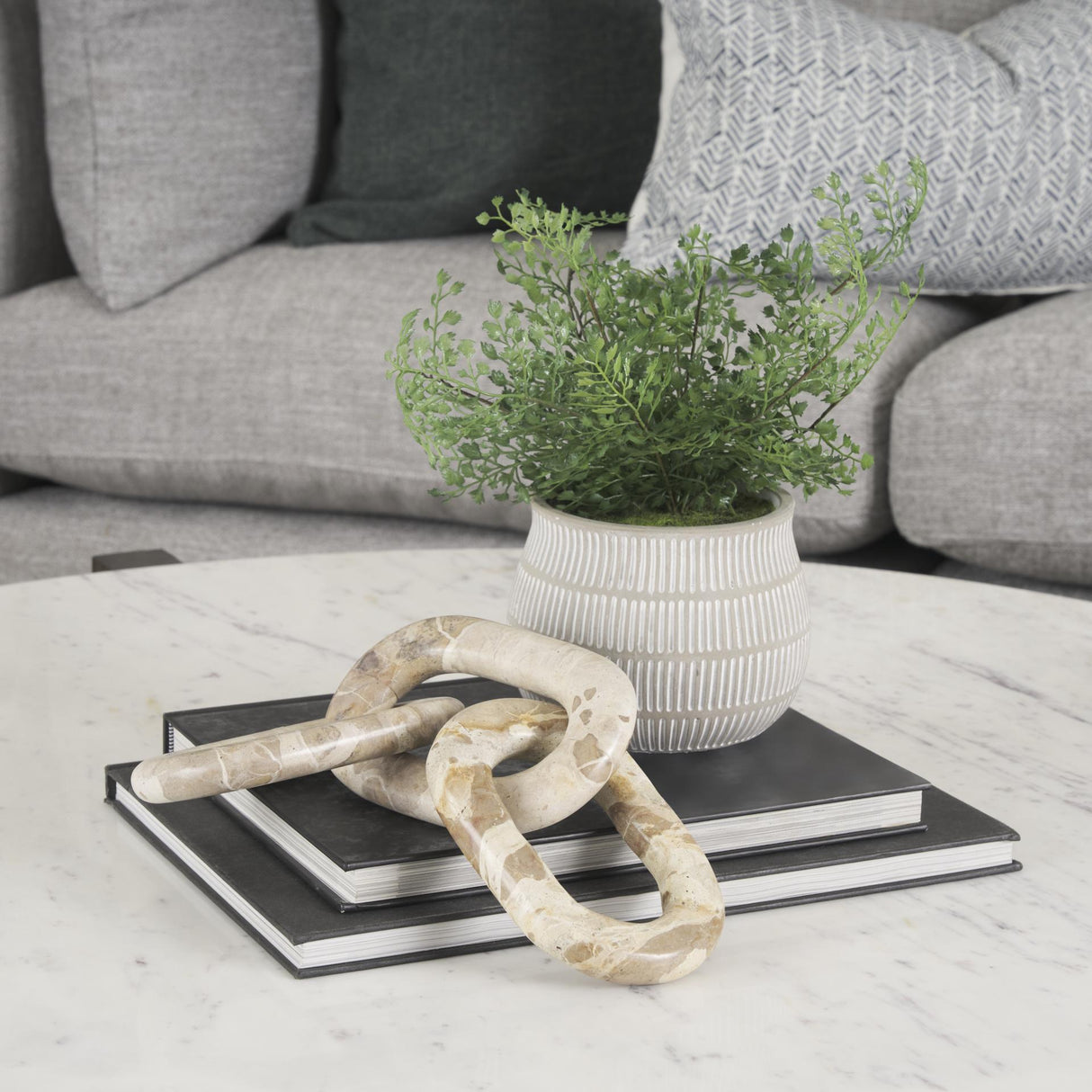 Mercana Reinir Beige Marble Chain Link Decorative Object