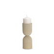 Mercana Qamra Short Beige Textured Metal Pillar Candle Holder