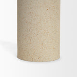 Mercana Qamra Short Beige Textured Metal Pillar Candle Holder