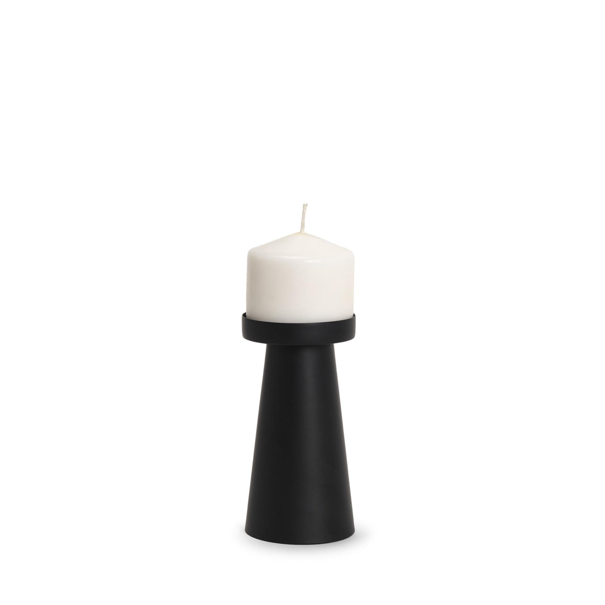 Mercana Quadir Short Matte Black Metal Candle Holder