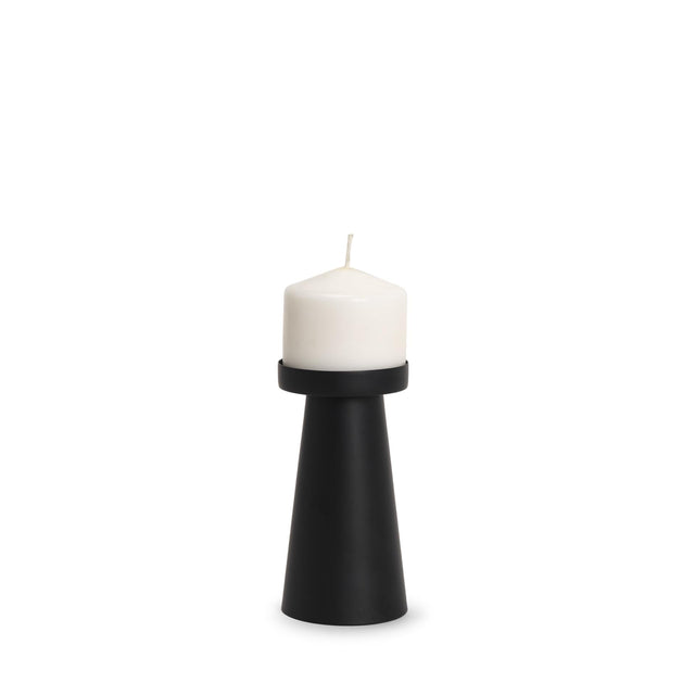 Mercana Quadir Short Matte Black Metal Candle Holder