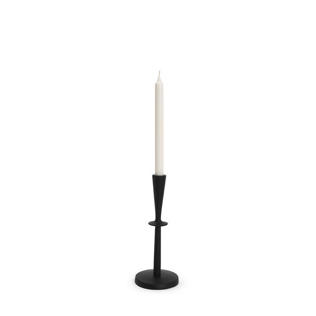 Mercana Qwin Matte Black Cast Aluminum Short Candle Holder