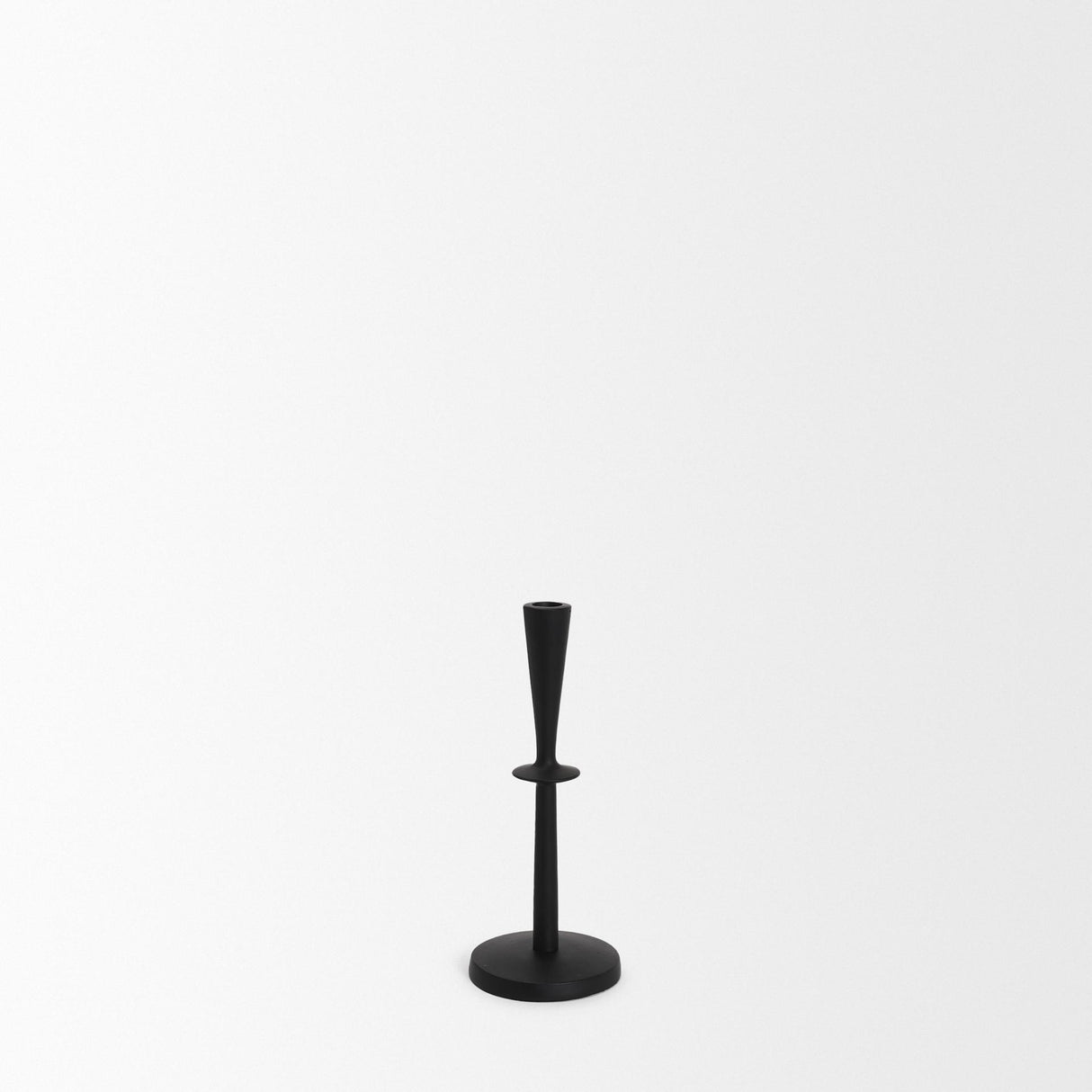 Mercana Qwin Matte Black Cast Aluminum Short Candle Holder