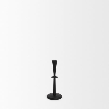 Mercana Qwin Matte Black Cast Aluminum Short Candle Holder