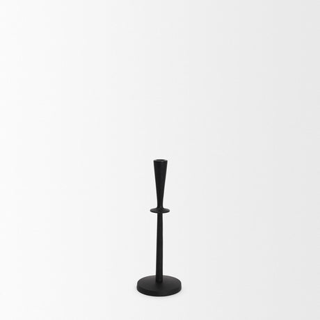 Mercana Qwin Matte Black Cast Aluminum Medium Candle Holder