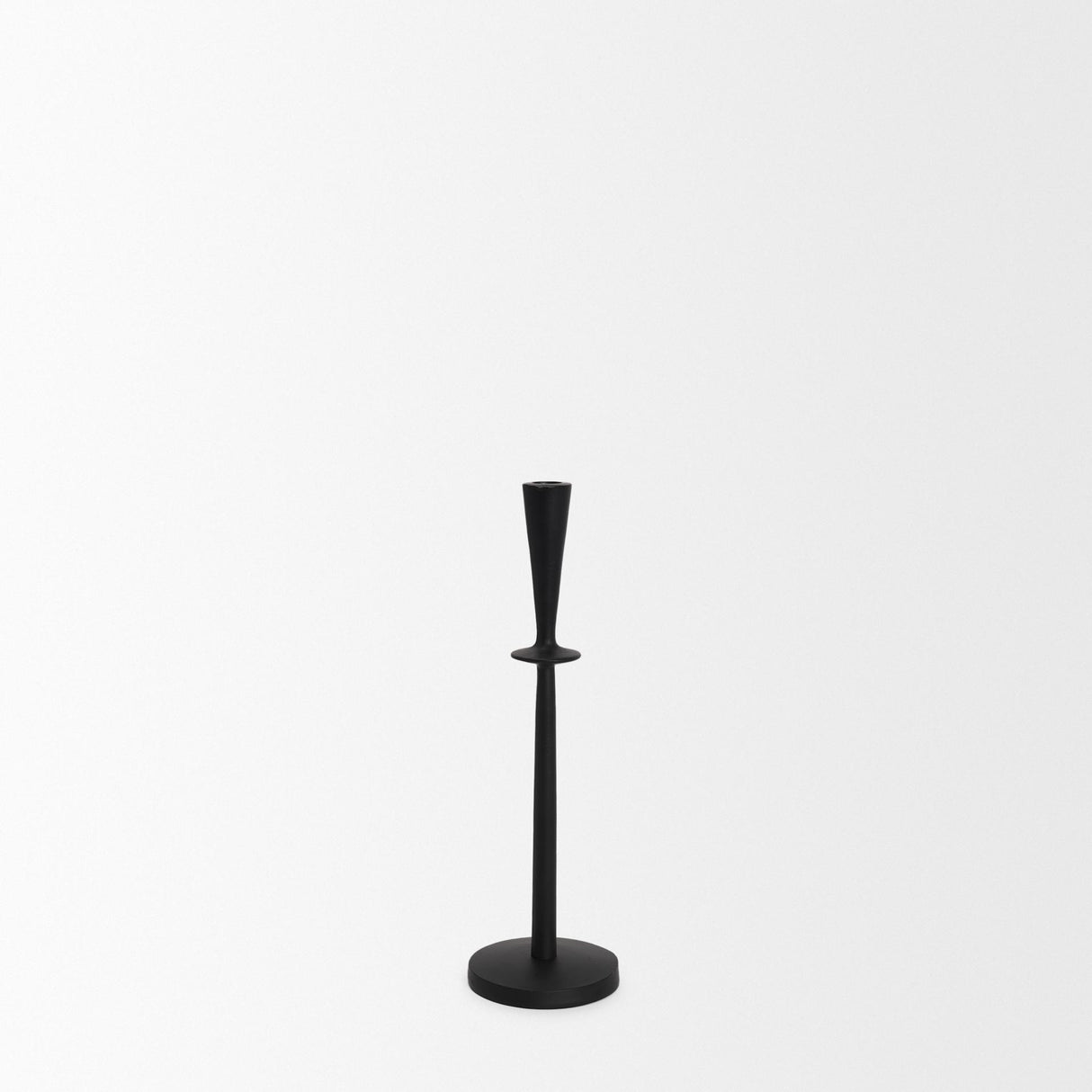 Mercana Qwin Matte Black Cast Aluminum Tall Candle Holder