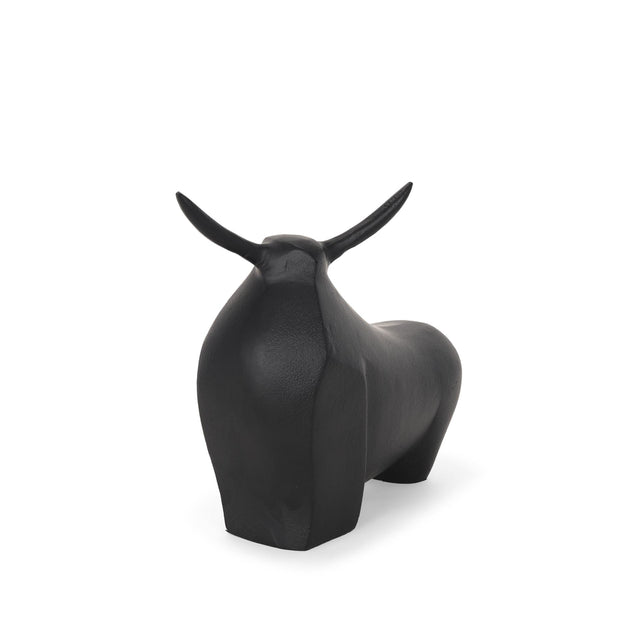 Mercana Radu Large Matte Black Metal Bull Decorative Object