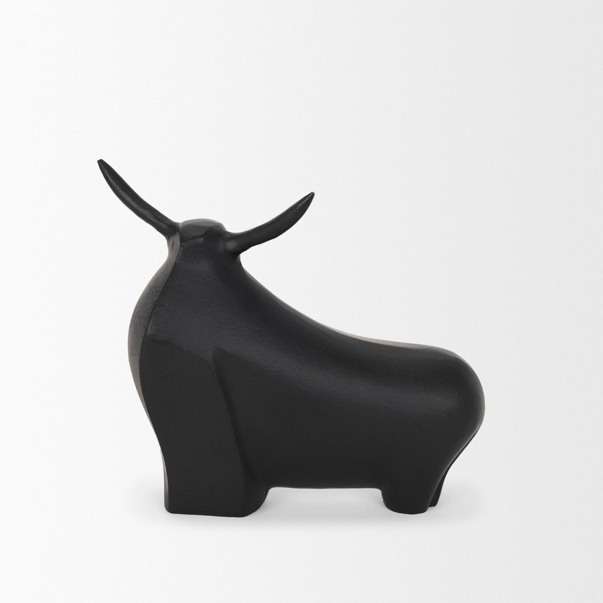 Mercana Radu Large Matte Black Metal Bull Decorative Object