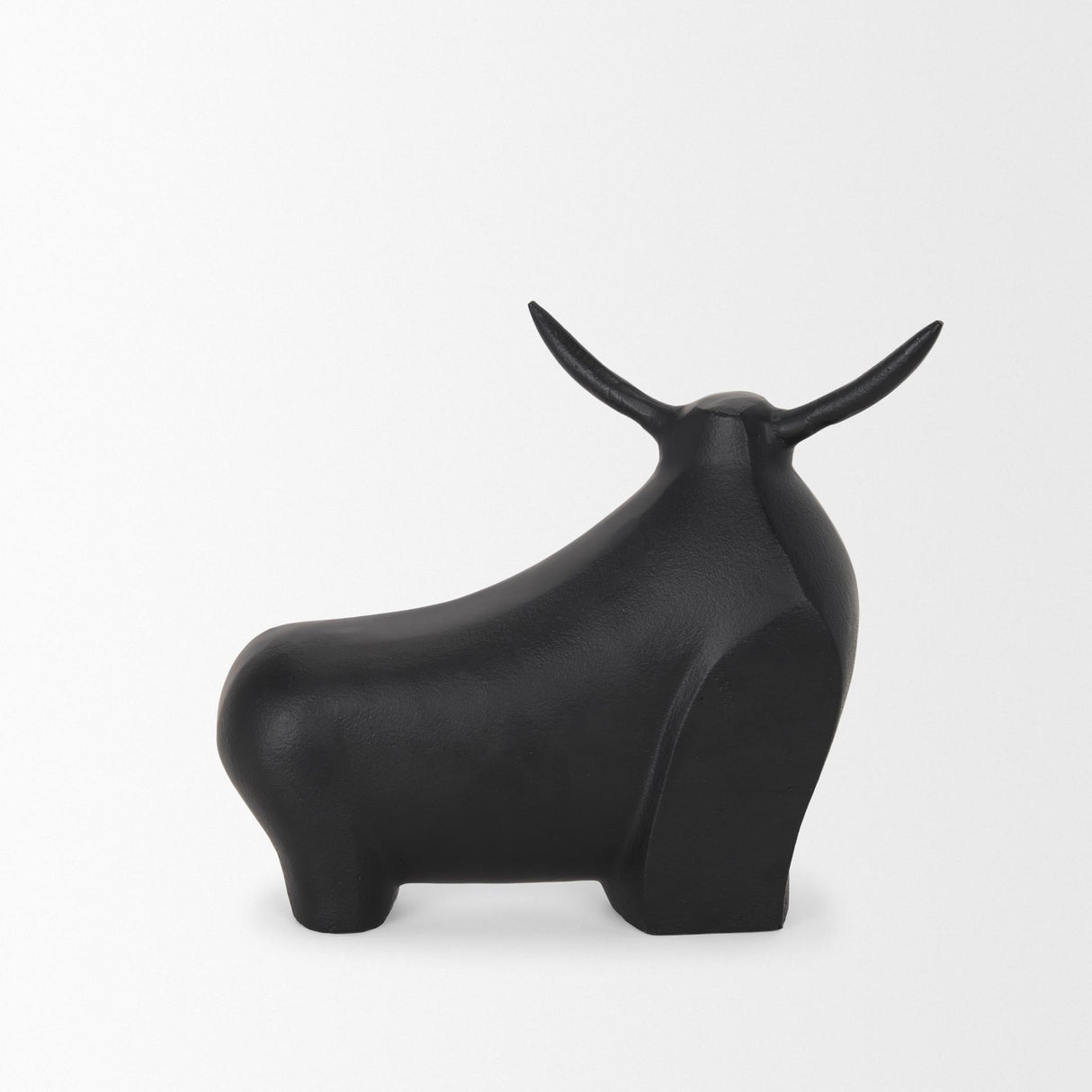 Mercana Radu Large Matte Black Metal Bull Decorative Object