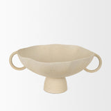 Mercana Radka Beige Textured Large Metal Decorative Bowl