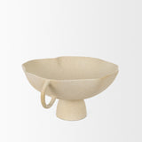 Mercana Radka Beige Textured Large Metal Decorative Bowl