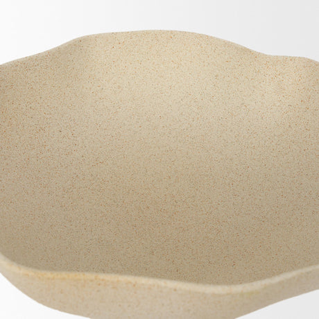 Mercana Radka Beige Textured Large Metal Decorative Bowl