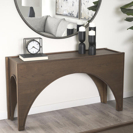 Mercana Laraya Dark Brown Wood Arched Console Table