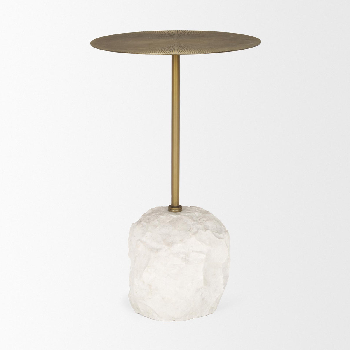 Mercana Rini Gold Metal and White Marble Accent Table