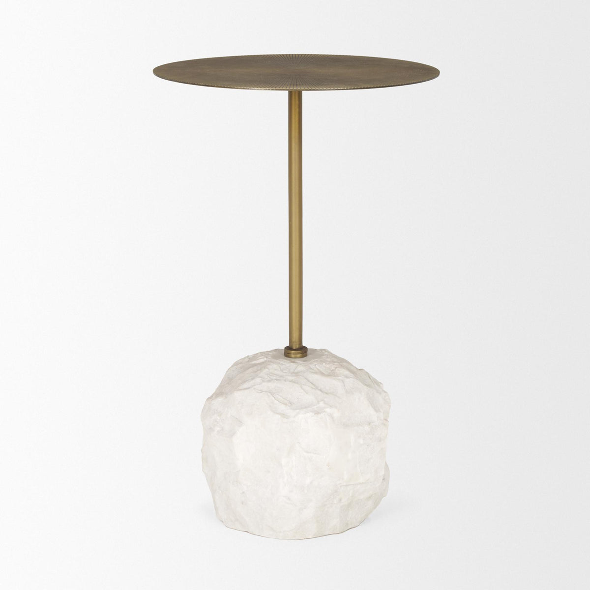 Mercana Rini Gold Metal and White Marble Accent Table