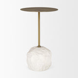 Mercana Rini Gold Metal and White Marble Accent Table