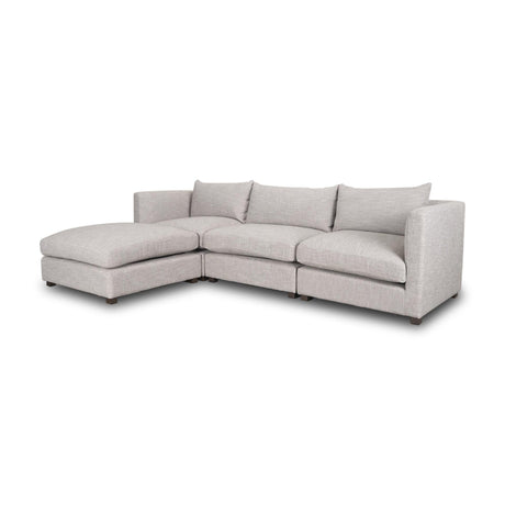 Mercana Halston 4 Piece (w/ 1 x Ottoman) Light Grey Chaise Sofa Set