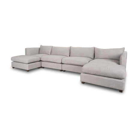 Mercana Halston 6 Piece (w/ 2 x Ottoman) Light Grey Double Chaise Sofa Set