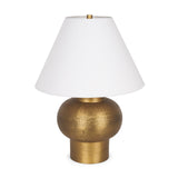 Mercana Salaah Antique Gold Brushed Metal w/ Cream Shade Table Lamp